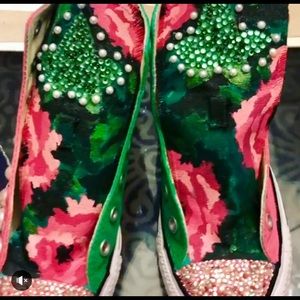 Custom pink and green Converse #AKA